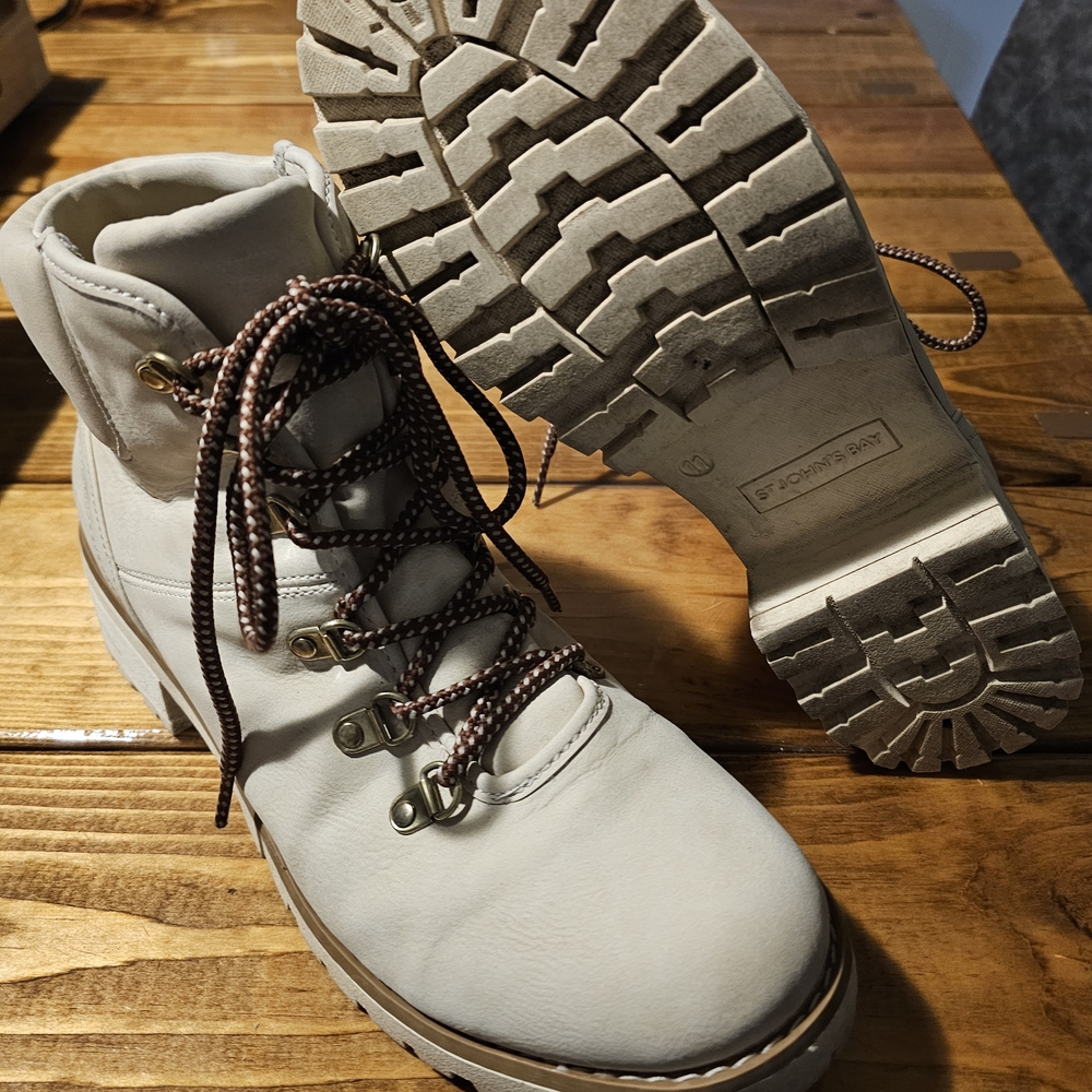 White Lace-Up Ankle Boots